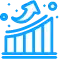 An upward-pointing blue bar graph icon designed for web design.