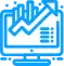 A blue icon of a computer screen displaying a graph, ideal for web design or SEO services.