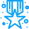 This blue star features a star in the center.