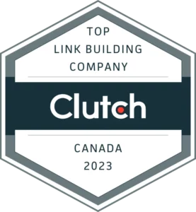 The logo for the top link building company in Canada offers exceptional SEO services and web design.