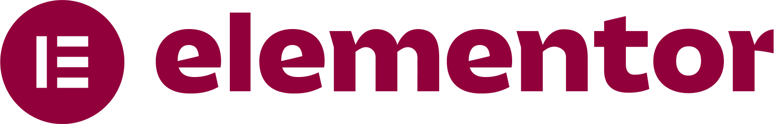 Logo of elementor, featuring a red oval and the word "elementor" in stylized dark letters.