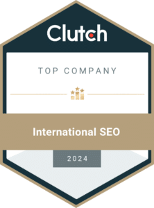 Clutch badge awarded to Guru SEO and Web Design Services, a top company for International SEO in 2024.